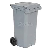 Mobile Trash Container With Lid - 32 Gallon Gray