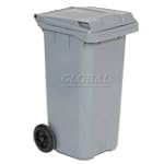 Mobile Trash Container With Lid - 32 Gallon Gray