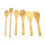 6 Piece Bamboo Cooking Utensil Set 4 Spoons and 2 Turners