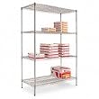 Silver Industrial Wire Shelving Starter Kit with 4 Shelves, 48"w x 24"d x 72"h (ALESW504824SR) Category: Floor Shelves