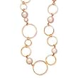 14k Yellow Gold Vermeil & Faux Pearl Link Necklace- 32.5 IN