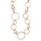 14k Yellow Gold Vermeil & Faux Pearl Link Necklace- 32.5 IN