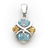 Sterling Silver Blue Topaz and Citrine Pendant
