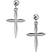 14K White Gold Cross Ball Dangle Earrings