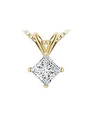 18K Yellow Gold : Princess Cut Diamond Solitaire Pendant â€" 1.00 CT. TDW.