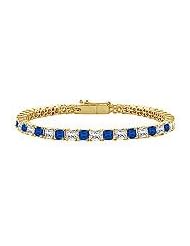 Sapphire and Diamond Tennis Bracelet : 14K Yellow Gold â€" 4.00 CT TGW