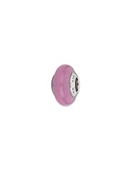 Sterling Silver Dark Pink Italian Murano Glass Charm