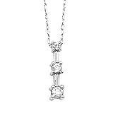 14K White Gold Rbc Diamond 3-stone Necklace D.12tw with 18 Chain