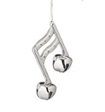 Shiny Silver Eighth Note Music Note Jingle Bell Christmas Ornament