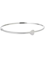 Girls 14k Gold or White Gold Childrens Beaded Wire and Polished Heart Adjustable Bracelet, 1.75"