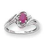 14k White Gold .05ct Diamond & Ruby Birthstone Ring