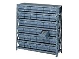 Open Steel Shelving Unit With Plastic Drawers