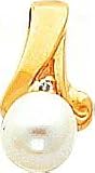 14K Gold 6mm Pearl & Diamond Slide Pendant Jewelry
