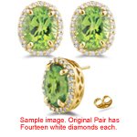 0.21 Ct Diamond & 0.55 0.00 Cts Peridot Stud 