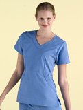 Dickies Performance Stretch Two Pocket V-Neck Scrub Top. Easy Care Wash and Wear!