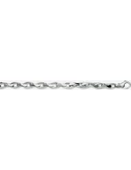 6mm 14k Fancy White Gold Link Bracelet 9"