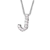 14K White Gold Diamond Letter J Necklace