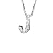 14K White Gold Diamond Letter J Necklace
