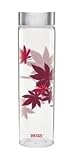 Maple Leaves Double Wall 16oz Glass Tumbler with Strainer for Loose Leaf Tea