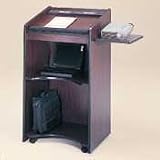 SAF8918MH Executive Mobile Lectern with Pullout Side Shelf, Mahogany