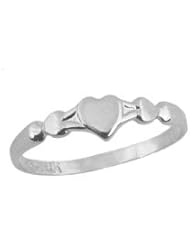 Little Children Jewelry - 14K White Gold Heart Baby Ring (Size 1)