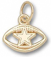Dallas Cowboys Solid 10K Gold Star Pierced Football 1/4'' Pendant