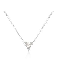 Micro-Pave Initial V Pendant Necklace