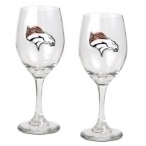 Denver Broncos NFL 2pc Wine Glass Set - Primary Logo