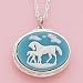 Mare and Foal Cameo Locket, Blue with Silver Tone Chain