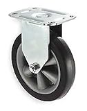 Industrial Grade 1UHV5 Rigid Caster, 4 In, 120 Lb, Rubber