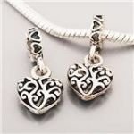 Antique Silver Heart Tree Spacer Dangle Bead Fits Pandora Zable Chamilia Troll and Biagi