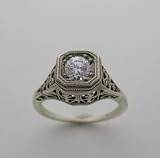 Art Deco Antique Style 14k White Gold Gold Diamond Ring