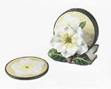 GARDENIA 5 Piece Coaster Set w/ Coaster Holder *NEW*!