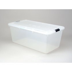 Covered Recycle Bin, Stackable Plastic, Set of 4 (Frosted Clear) (14H x 17.39W x 19.69D)