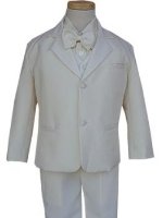 Children's Tuxedo Ivory 2 Button Notch Lapel (Sizes 0-16)-Includes Tuxedo, Shirt, Vest and Bowtie!
