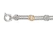 925 Silver & Diamond Bracelet with 14k Gold Accents- 7.5 IN (0.12ctw)