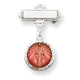 Sterling Silver Pink Enameled Miraculous Medal Pin
