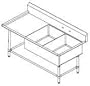 John Boos - Commercial Stainless Steel Two Bowl Bakery Sink w/20in. Left Drainboard - 64.188in. W x 33.5in. D