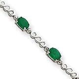 14k Emerald and Diamond Bracelet - 7 Inch - 6mm - Lobster Claw