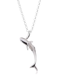 VINANI brand Germany 925 Sterling Silver Women Pendant Shark shiny with Cable Link Chain Necklace AHI-T