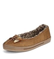 Faux Fur Toggle Ballerina Slippers
