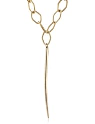 Devon Leigh Golden Tusk Pendant Hammered Link Necklace, 22.5"