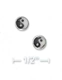 Sterling Silver Mini Yin/Yang Enamel Post Earrings