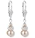 Silver Deco Rose Drop Cultured Pearl Earrings, Peach Pink