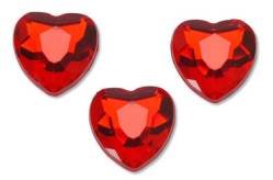 10mm Red Acrylic Heart Rhinestones - Package 