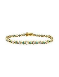 Emerald and Diamond Tennis Bracelet : 18K Yellow Gold - 5.00 CT TGW