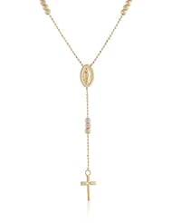 Duragold 14k Tri-Color Rosary Bead Necklace, 17"