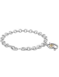 6 3/4 In Silver & 14K Gold Diamond Initial D Charm Bracelet For Girls