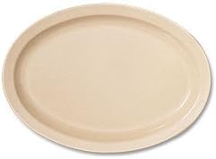 G.E.T. OP-614-T Melamine Oval Serving Platter, 13.25" x 9.75", Tan (Set of 12)
