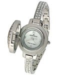 AK Anne Klein #10-8837SVCV Womens Silver Crystal Bangle Bracelet Watch